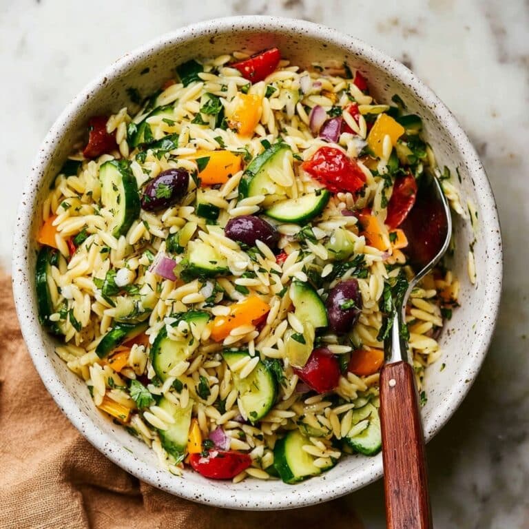 Orzo Pasta Salad with Cherry Tomatoes, Feta, and Fresh Basil Recipe