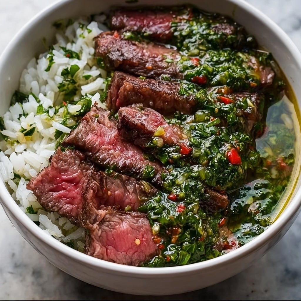 Skirt Steak Rice Bowls with Chimichurri Sauce Recipe