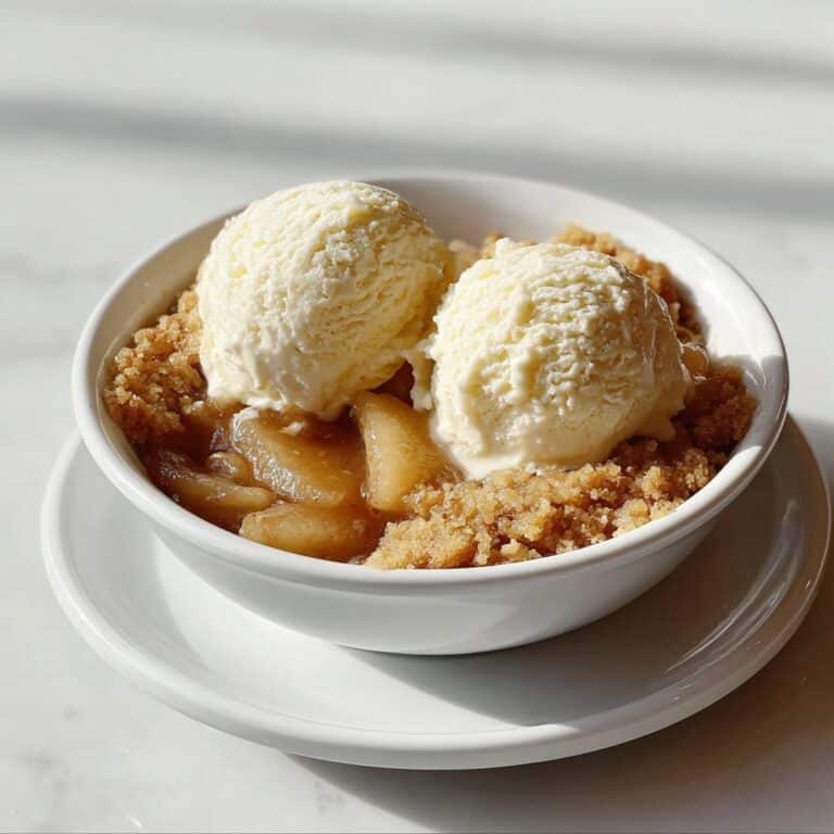 Warm Caramel Apple Crumble with Vanilla Ice Cream Recipe