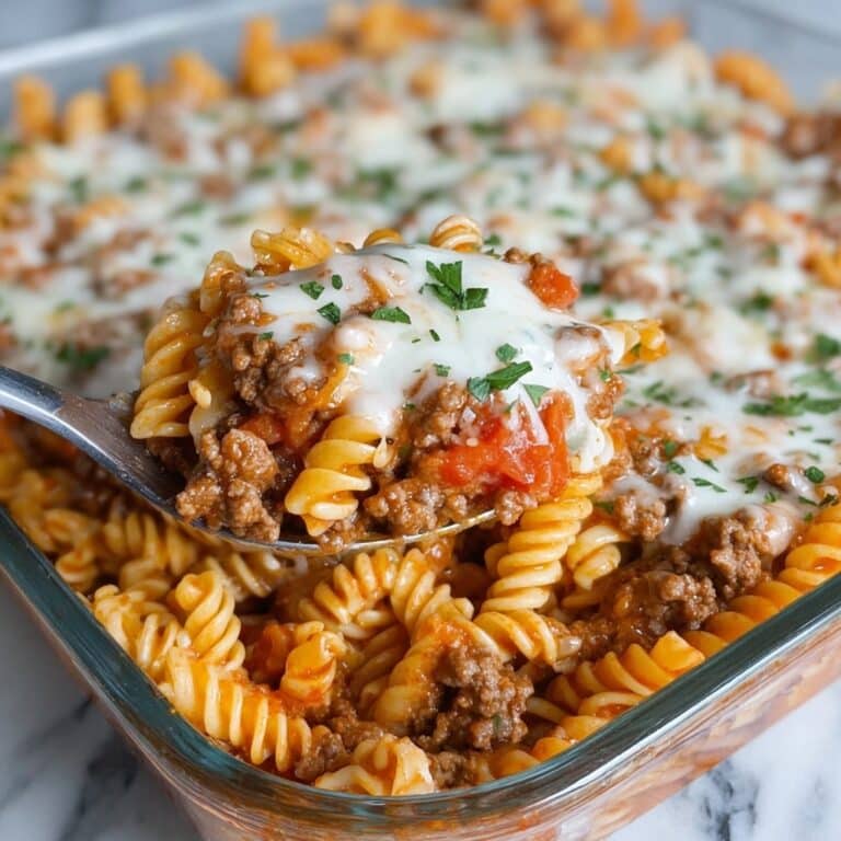 Ground Beef Pasta Casserole with Cheddar and Mozzarella Recipe