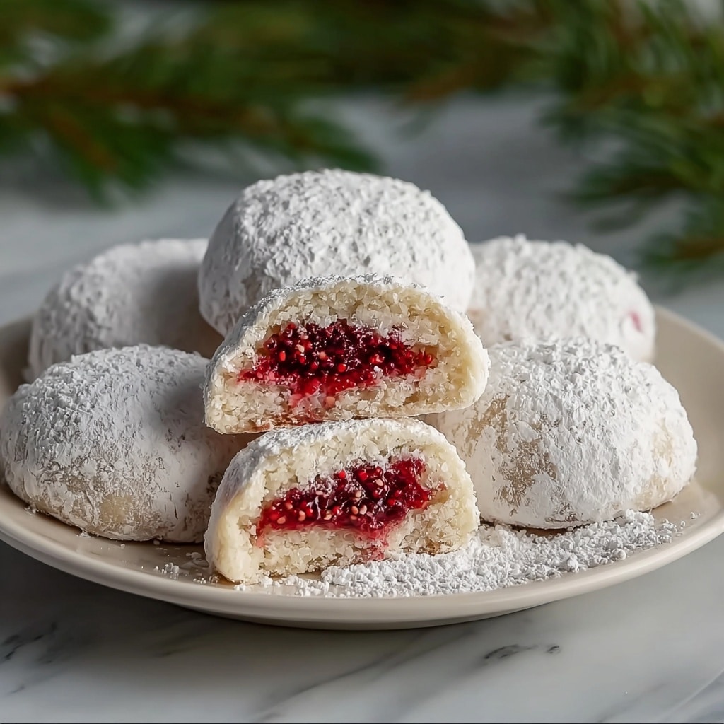 Raspberry-Filled Almond Snow Cookies Recipe
