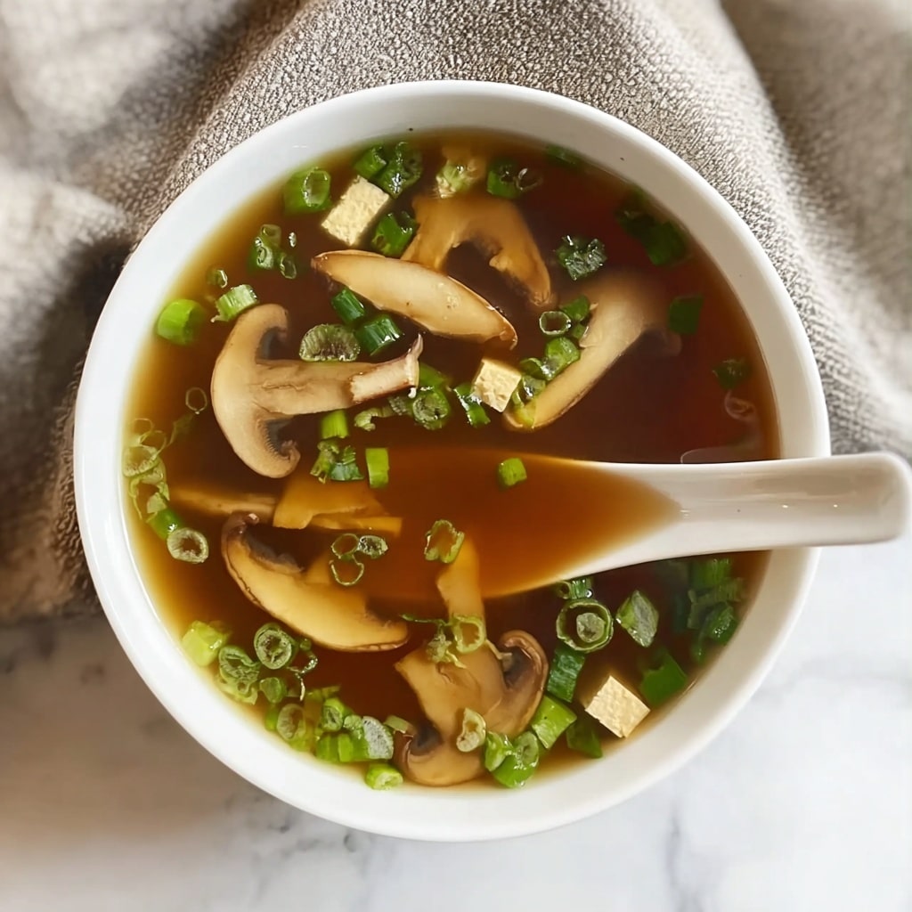 Japanese Clear Soup with Tofu and Mushrooms Recipe