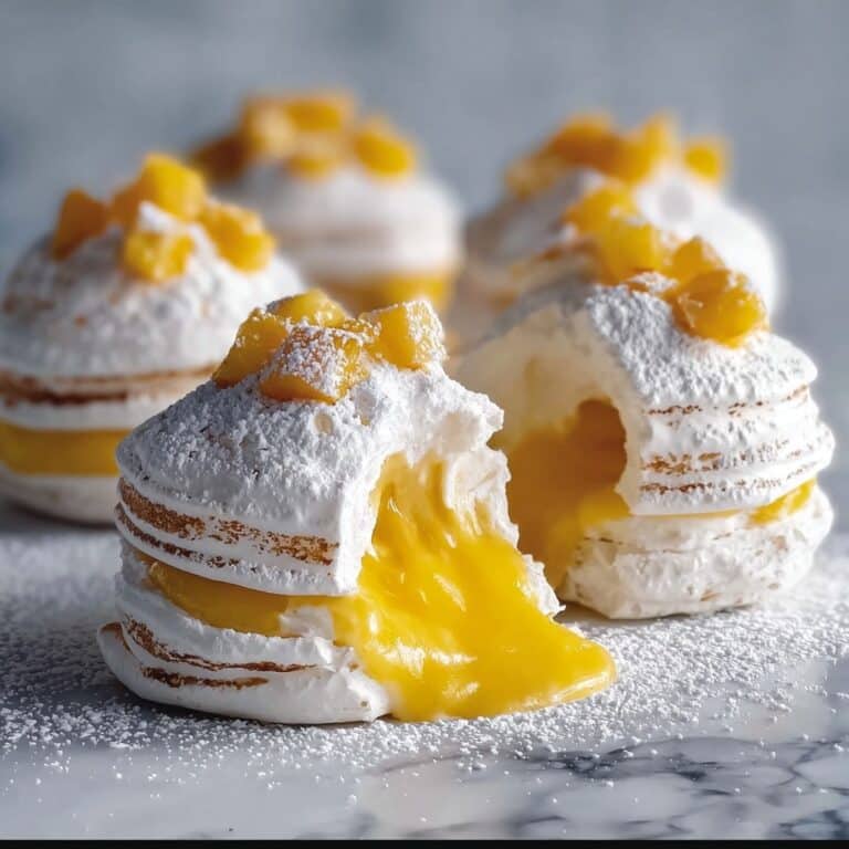 Miso Mango Meringue Clouds with Caramel Swirl Recipe