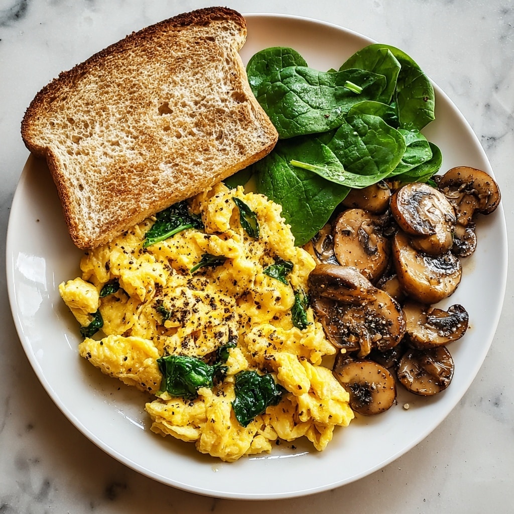 Mushroom-Spinach Scrambled Eggs Recipe
