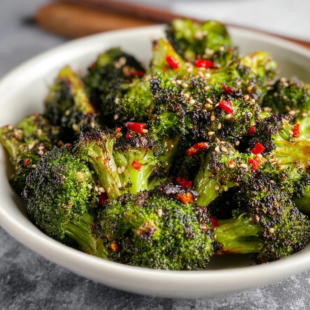 Smashed Chilli Garlic Broccoli with Peanut Butter Dipping Sauce Recipe