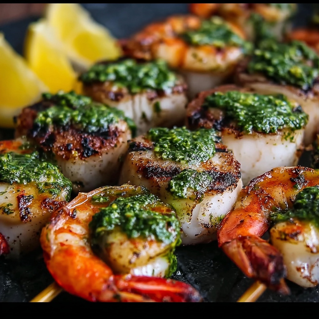 Grilled Surf & Turf Skewers with Chimichurri Recipe