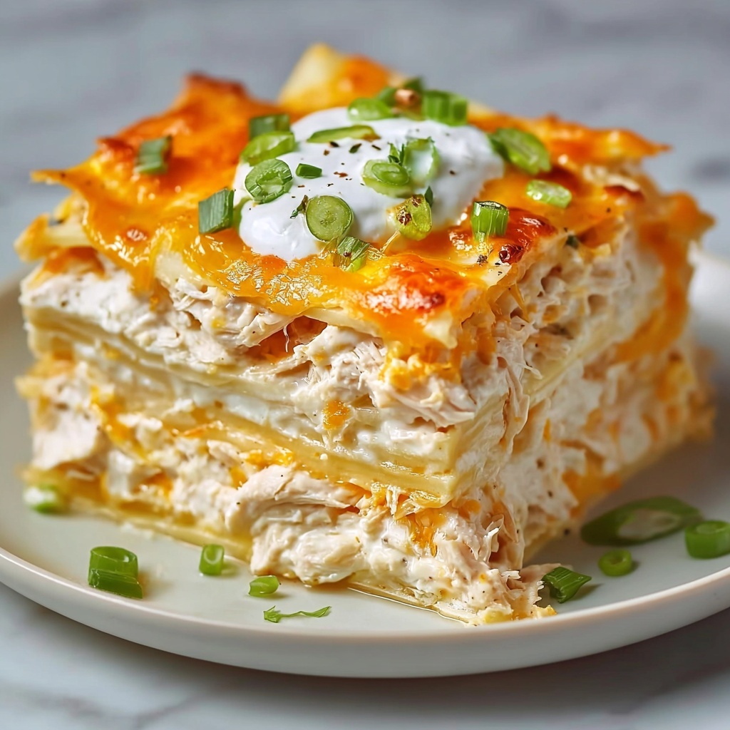 Cheesy Buffalo Chicken Lasagna with Ranch Drizzle Recipe
