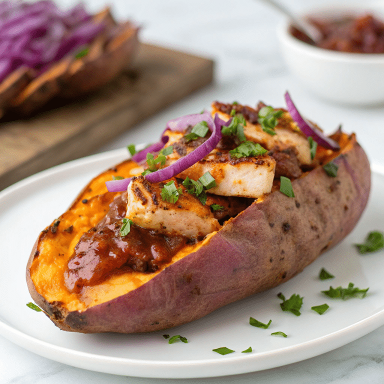Twice Baked BBQ Chicken Sweet Potatoes Recipe