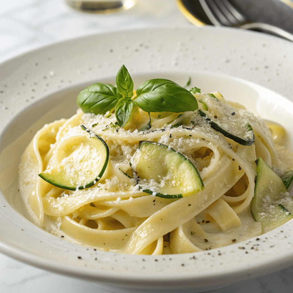 Lemon Basil Zucchini Pasta Alfredo Recipe - Recipe Image