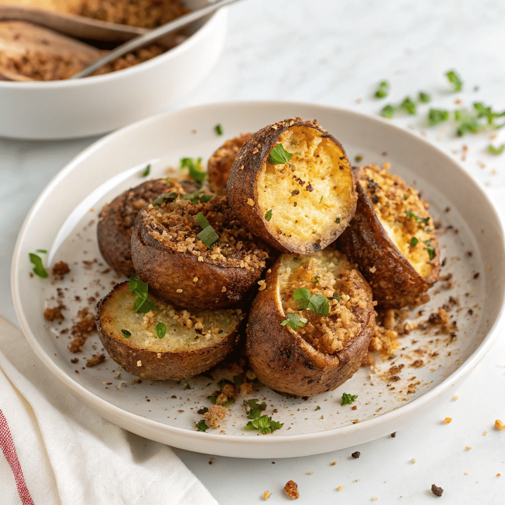 Crispy Garlic Parmesan Crusted Potatoes Recipe - Recipe Image