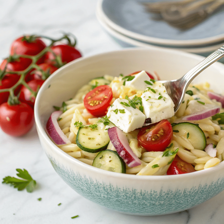 One Pan Baked Feta Veggie Orzo Recipe