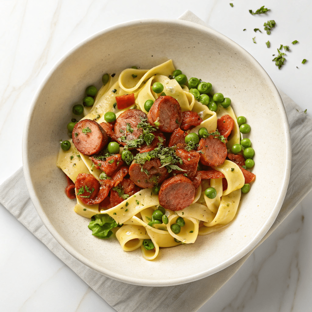 Sausage and Pea Pasta Recipe - Recipe Image