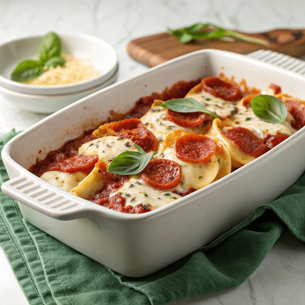 Cheesy Pepperoni Pasta Bake Recipe - Recipe Image