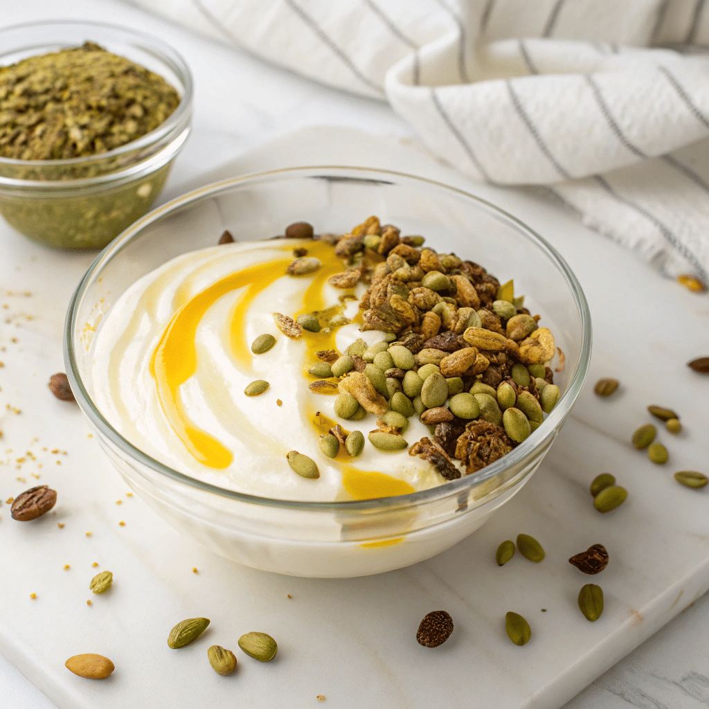 Greek Yogurt with Honey, Pistachios, and Mango Recipe - Recipe Image