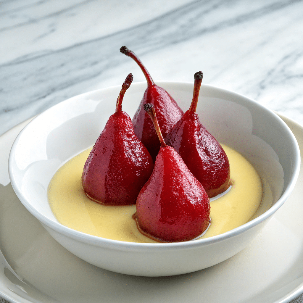 Poached Pears with Spiced Citrus Syrup Recipe - Recipe Image