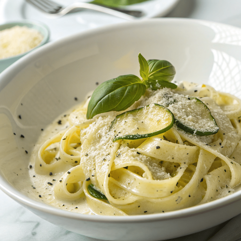 Lemon Basil Zucchini Pasta Alfredo Recipe