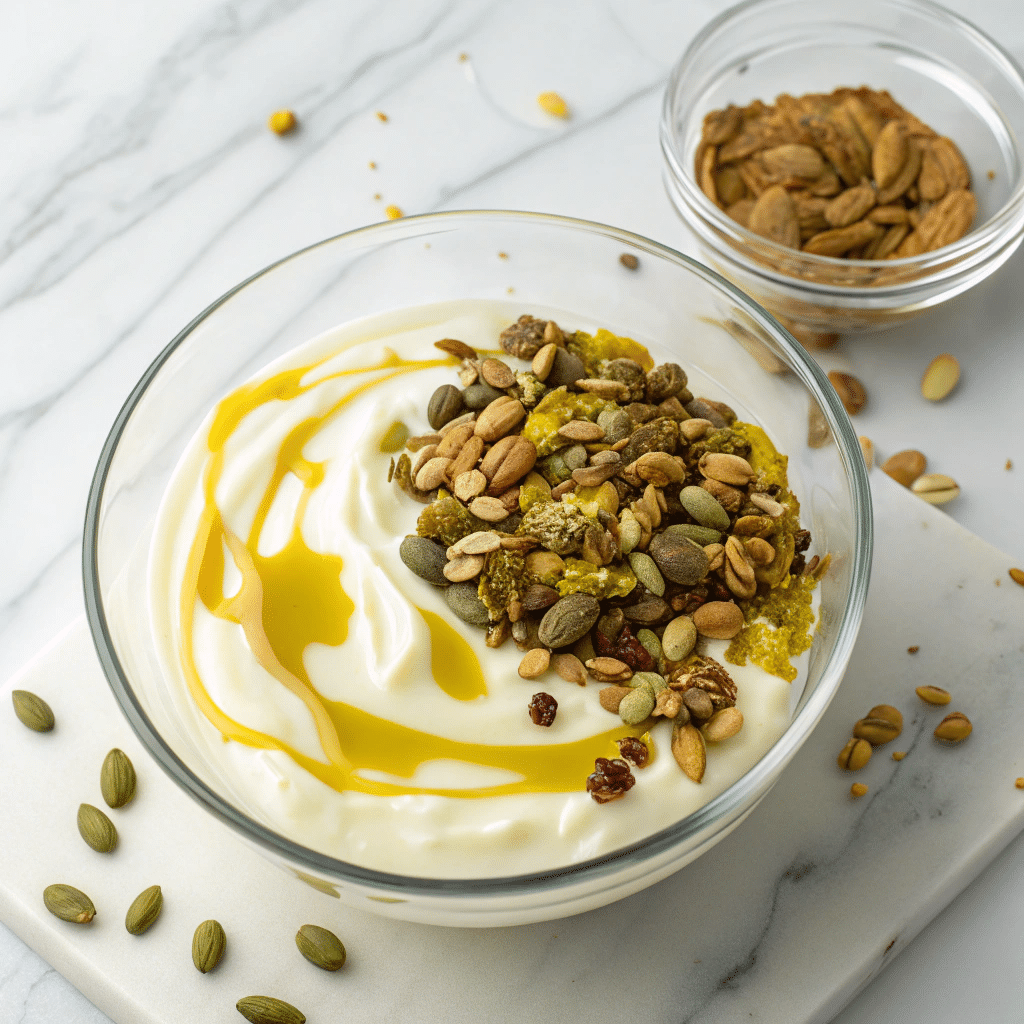 Greek Yogurt with Honey, Pistachios, and Mango Recipe - Recipe Image
