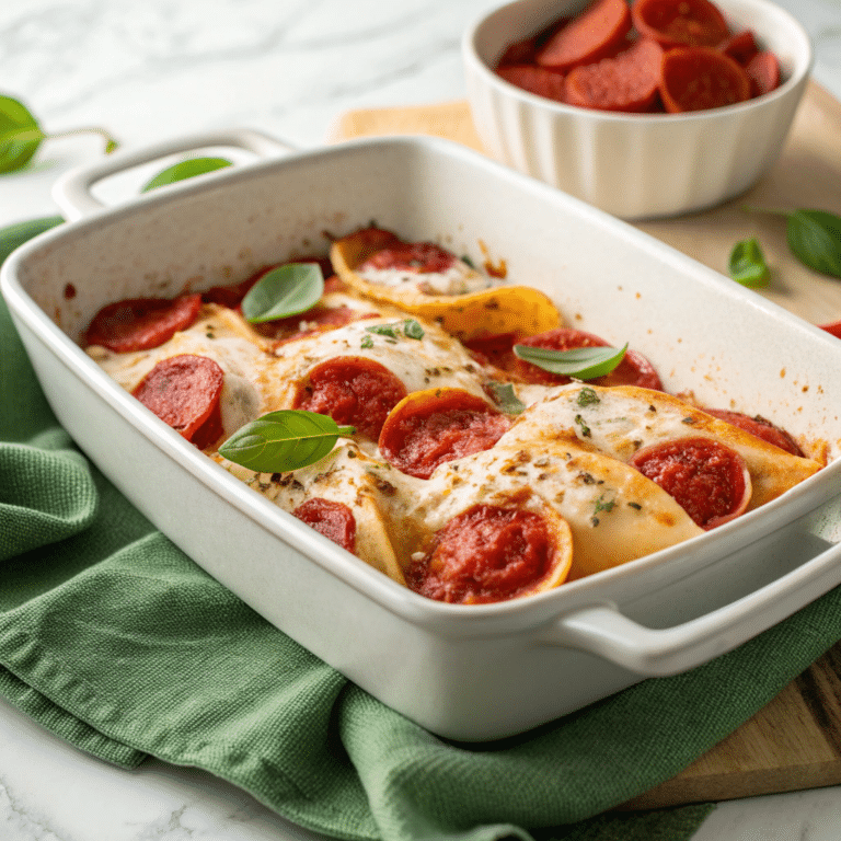 Cheesy Pepperoni Pasta Bake Recipe