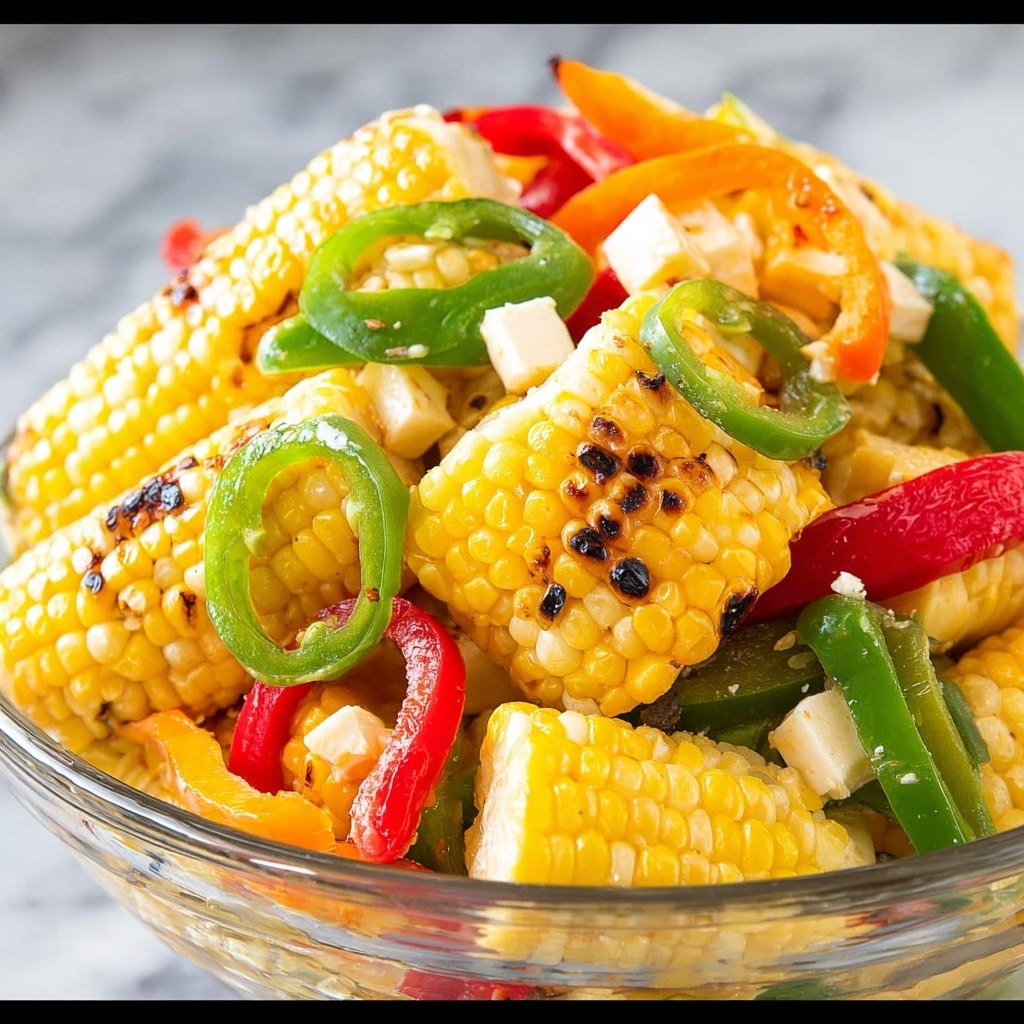 Grilled Corn Salad with Lime, Feta, and Spicy Peppers Recipe - Recipe Image