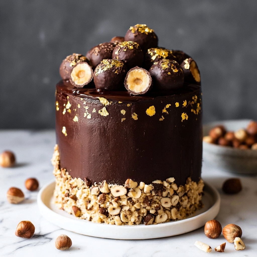 Vegan Ferrero Rocher Cake with Hazelnut and Chocolate Ganache Recipe