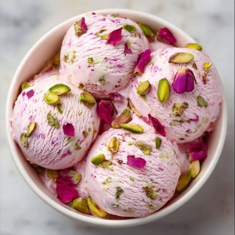 Rose Pistachio Cheesecake Ice Cream Recipe