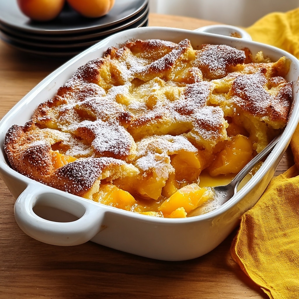 Peach Cobbler Bread Pudding Recipe - Recipe Image