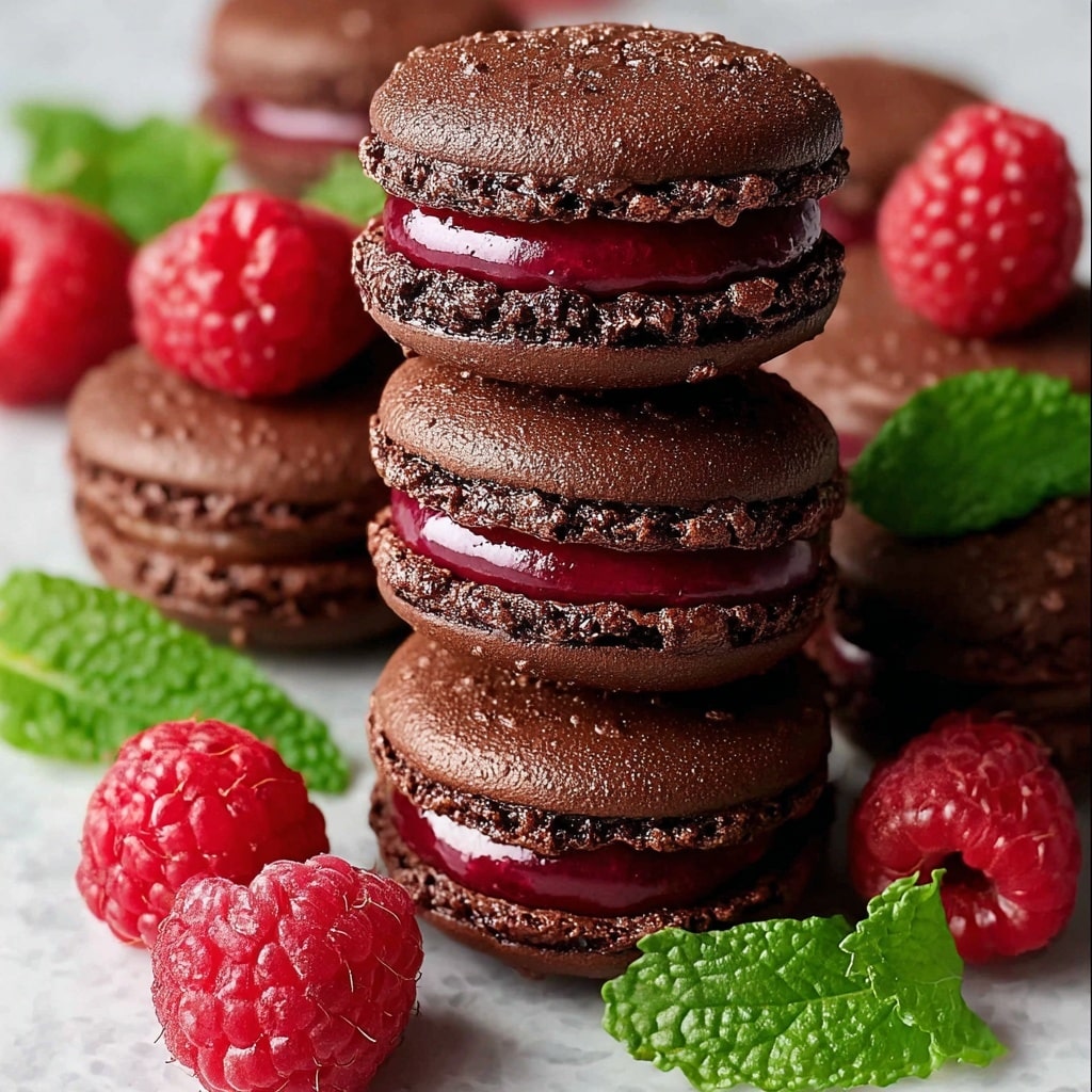 Dark Chocolate Raspberry Macarons: A Decadent Treat for Every Occasion Recipe - Recipe Image
