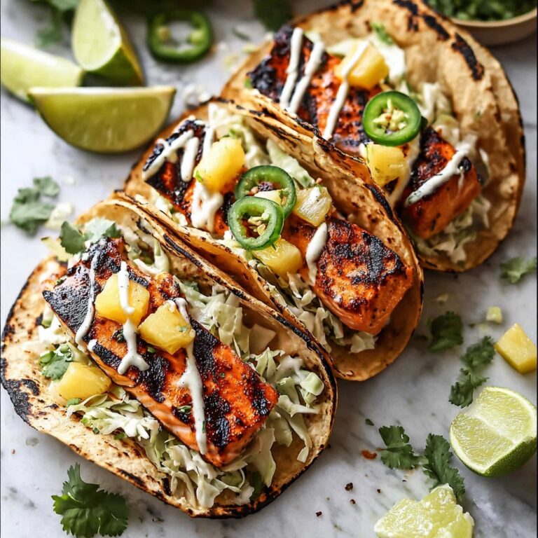 Chipotle Honey Salmon Tacos with Pineapple Salsa Recipe