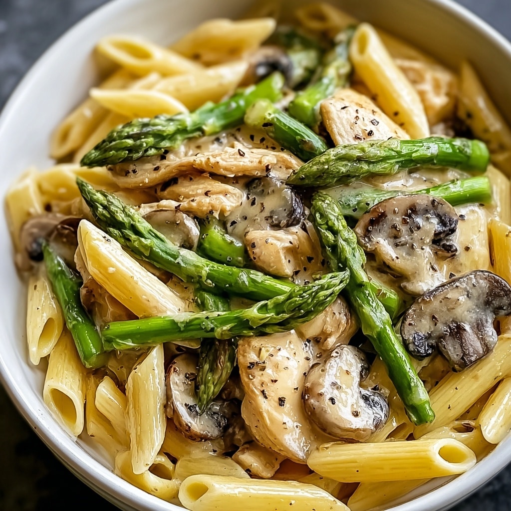Creamy Mushroom and Asparagus Chicken Penne Recipe