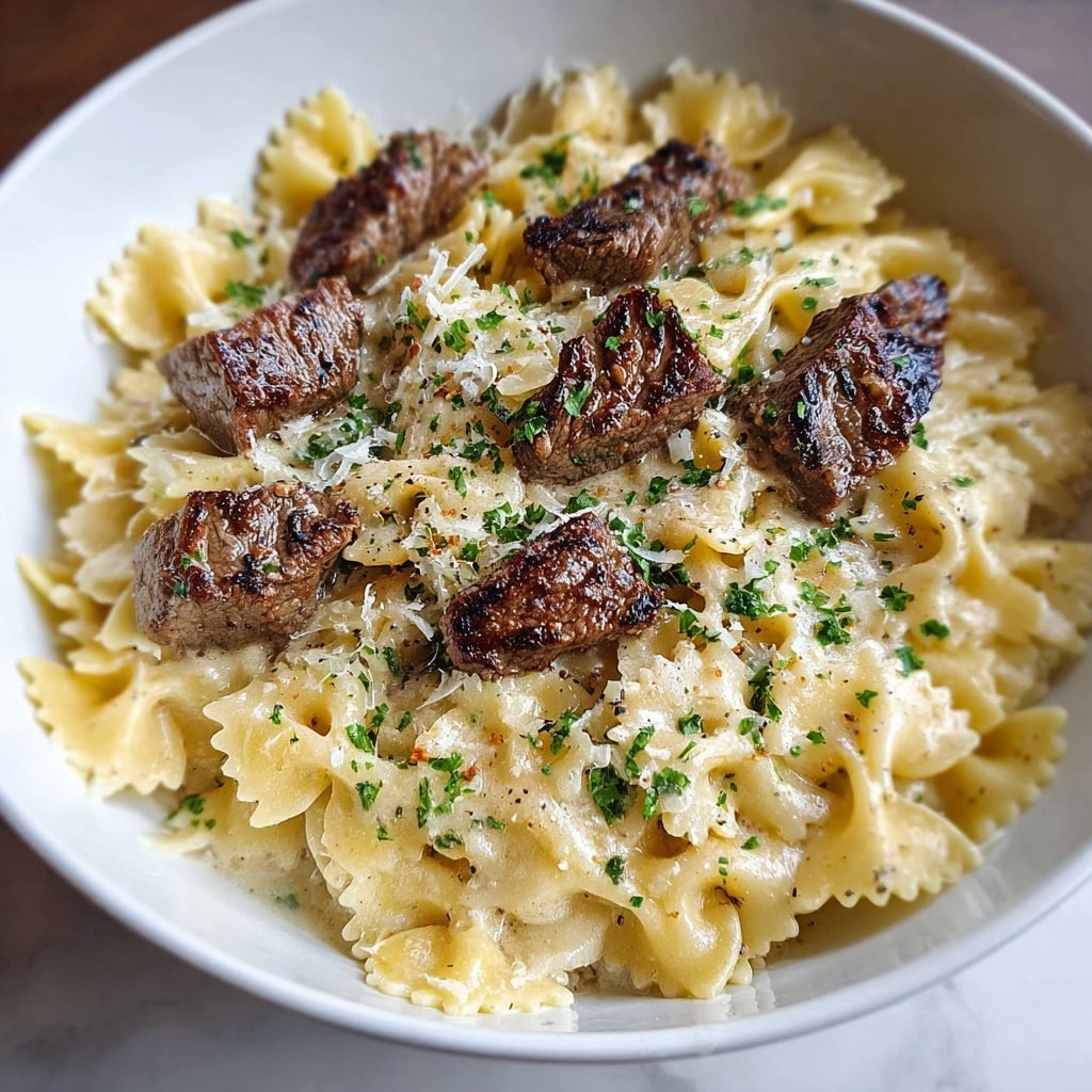 Beef and Bowtie Alfredo Recipe