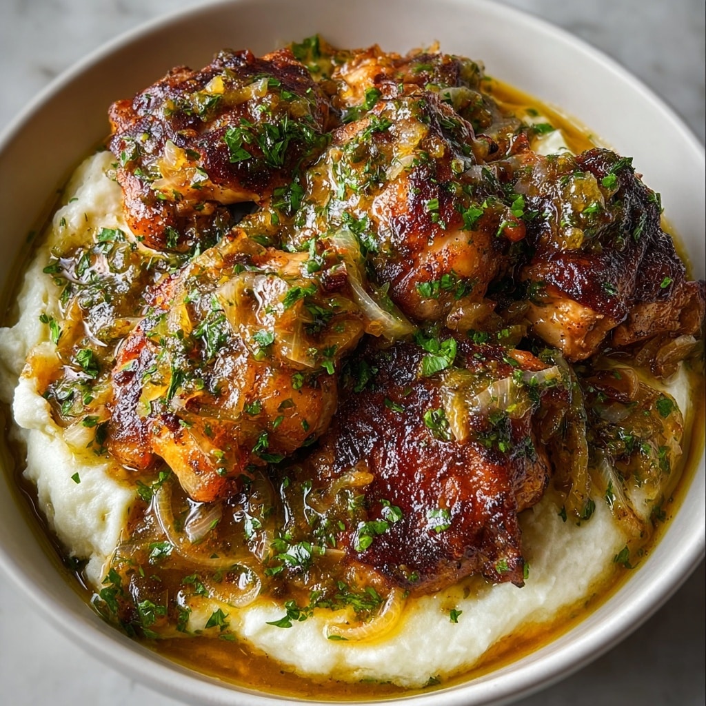 Smothered Chicken Thighs with Rich Garlic Gravy Recipe