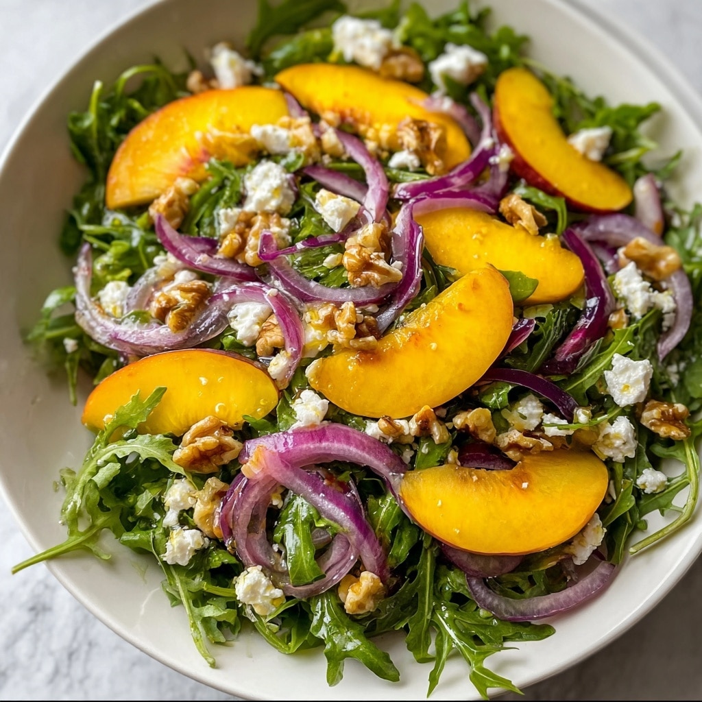 Peach Arugula Salad with Goat Cheese, Pecans, and Balsamic Dressing Recipe