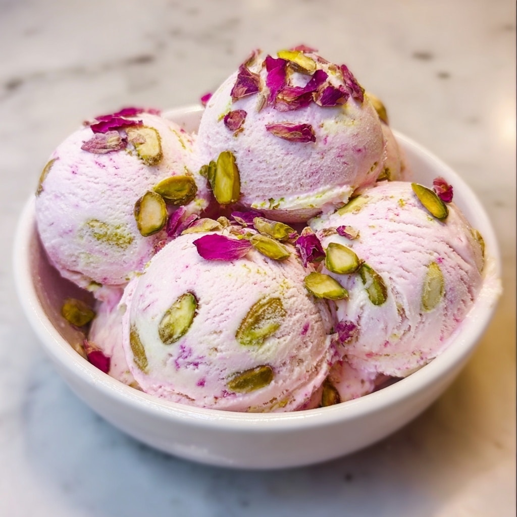 Rose Pistachio Cheesecake Ice Cream Recipe - Recipe Image