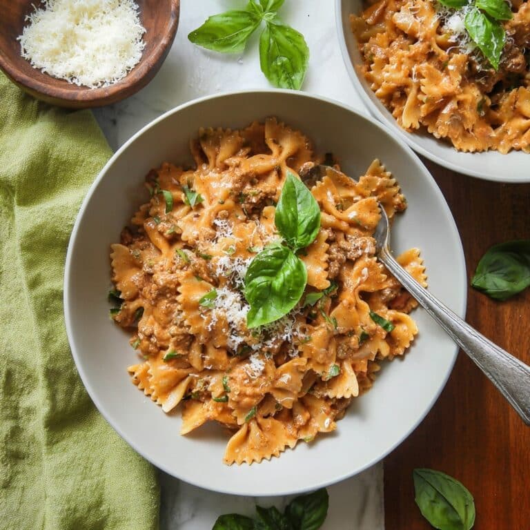 Creamy Beef and Bowtie Pasta Recipe