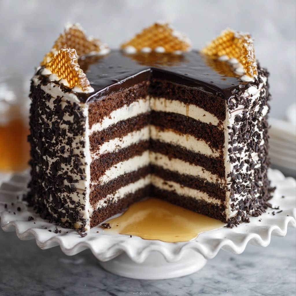 Chocolate Honey Cake with Raspberries and Ganache Recipe
