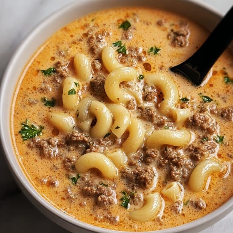 One-Pot Macaroni Cheeseburger Soup Recipe