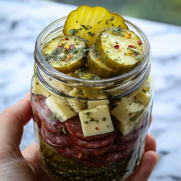 Easy Marinated Cheese Appetizer with Salami & Pickles Recipe