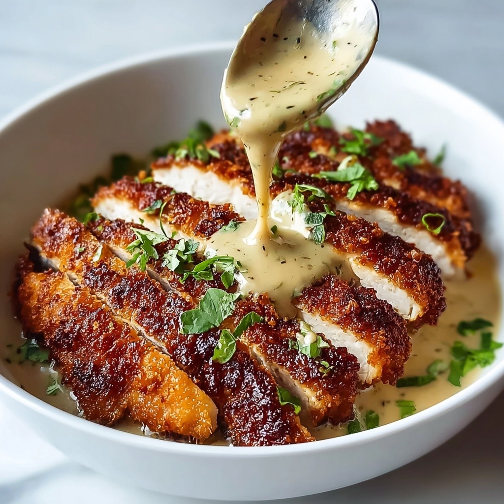 Parmesan Crusted Chicken with Creamy Garlic Sauce Recipe