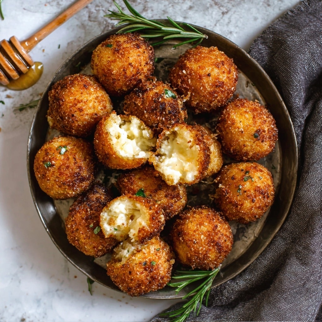 Fried Goat Cheese Balls with Tarragon, Honey, and Pistachios Recipe - Recipe Image