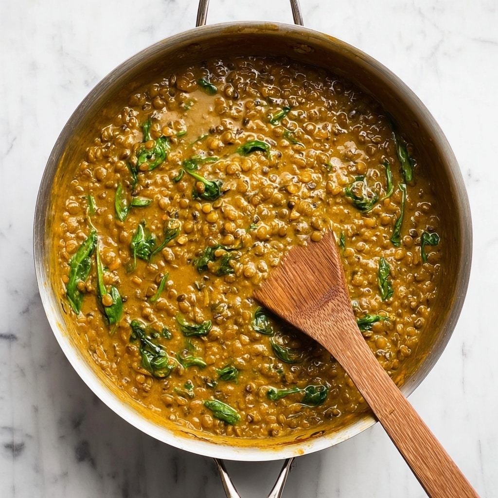 Creamy Coconut Curry Lentils with Spinach Recipe - Recipe Image