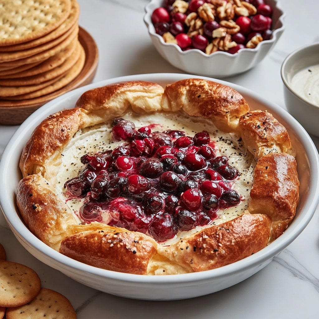 Baked Cranberry Cream Cheese Dip with a Golden Crust Recipe - Recipe Image