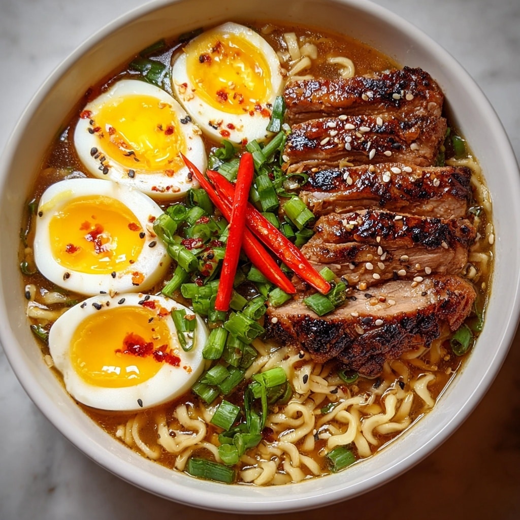 Fiery Chicken Ramen with Creamy Broth and Garlic Recipe - Recipe Image