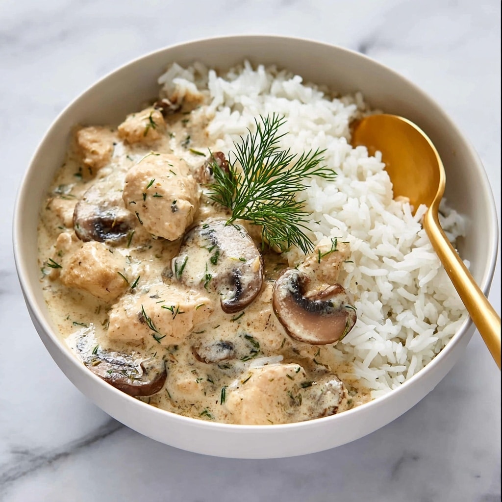 Chicken and Mushrooms in Creamy Dill Sauce Recipe - Recipe Image
