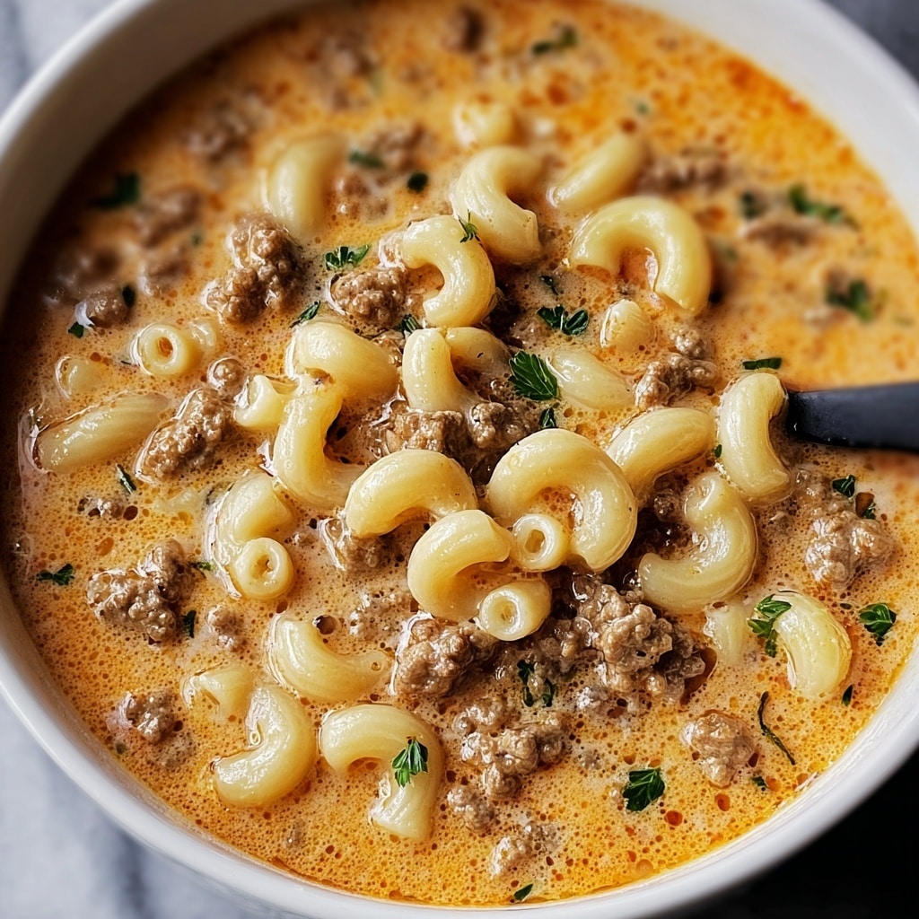 One-Pot Macaroni Cheeseburger Soup Recipe - Recipe Image