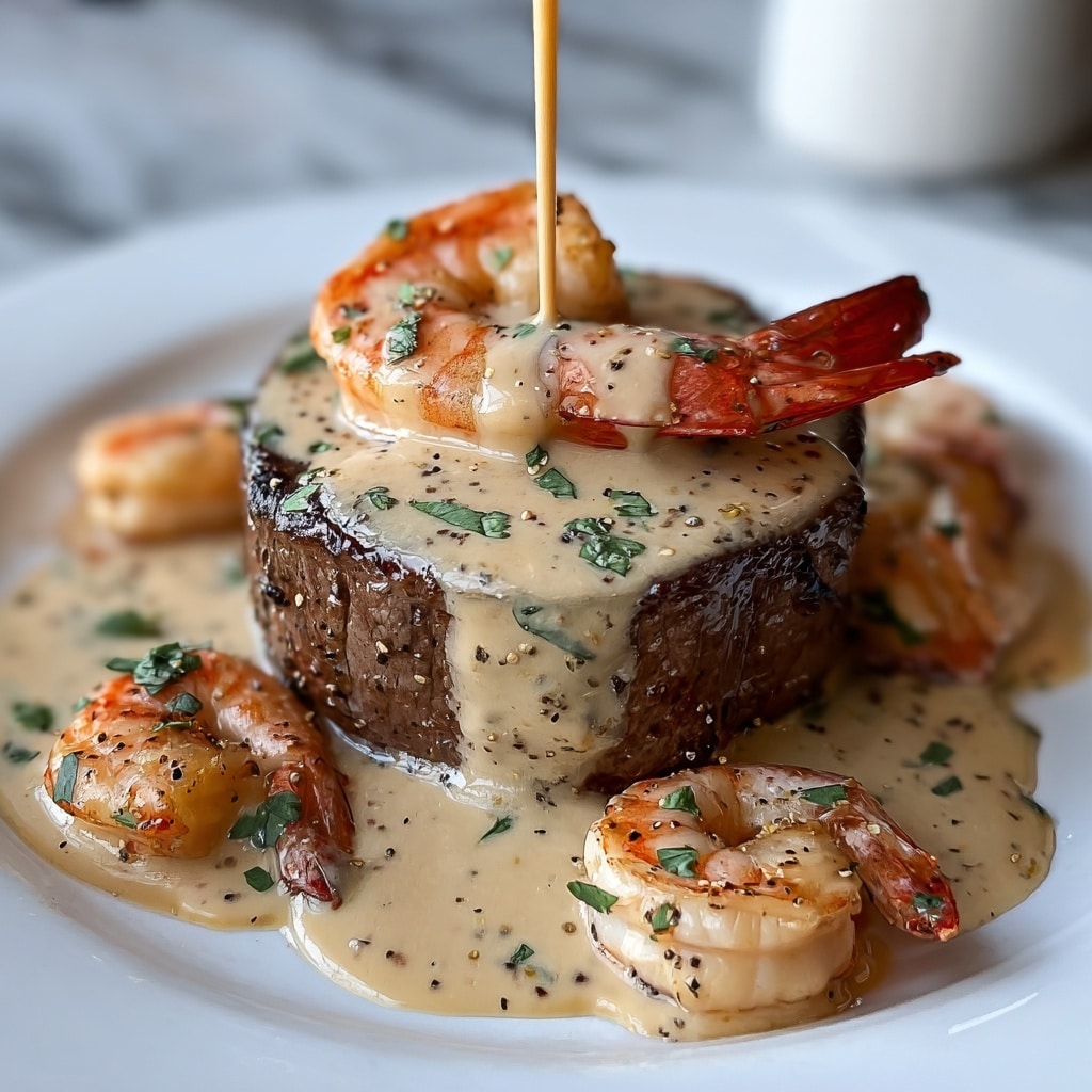 Filet Mignon with Shrimp and Lobster Cream Sauce Recipe - Recipe Image
