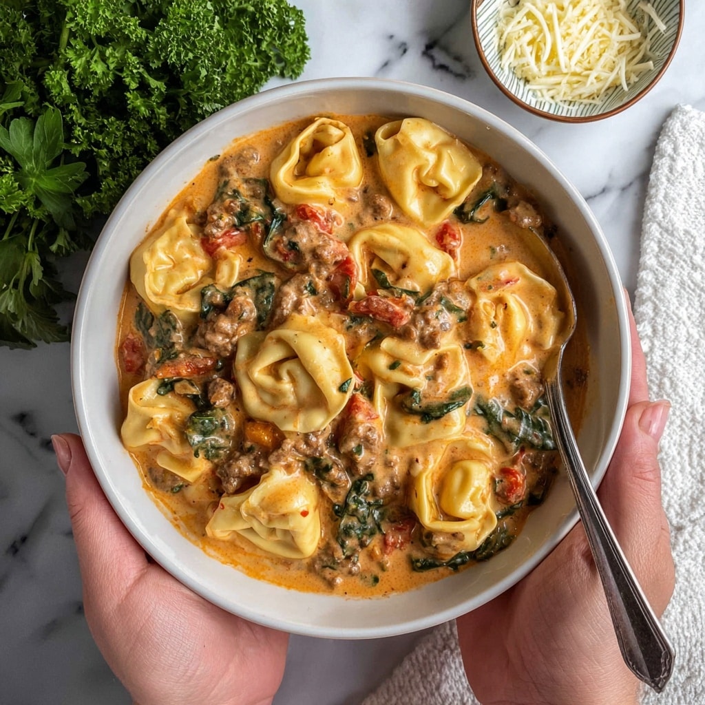 Creamy Crockpot Tortellini Recipe - Recipe Image