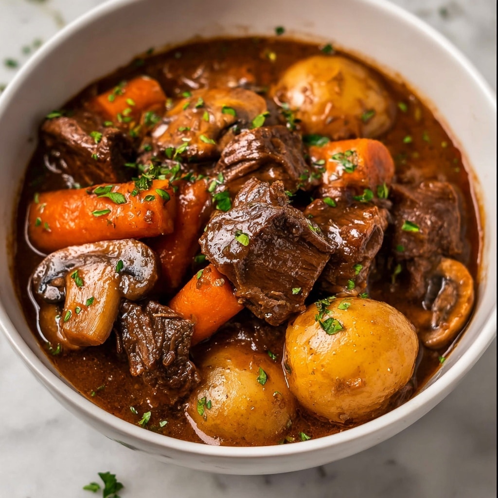 Slow Cooker Beef Stew With Mushrooms Recipe - Recipe Image