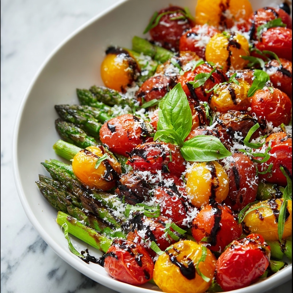 Balsamic Glazed Roasted Tomato and Asparagus Recipe - Recipe Image