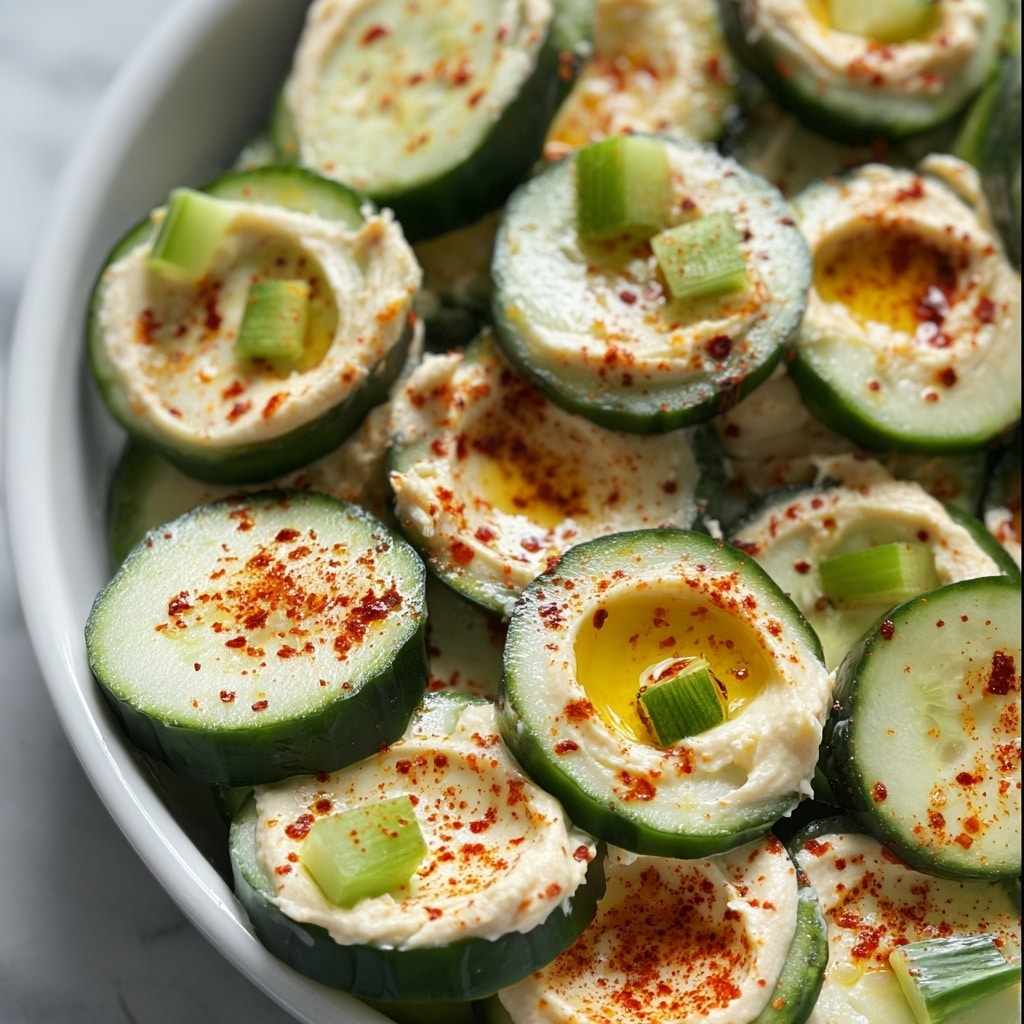 Cool Cucumber Snack with Hummus and Spices Recipe - Recipe Image