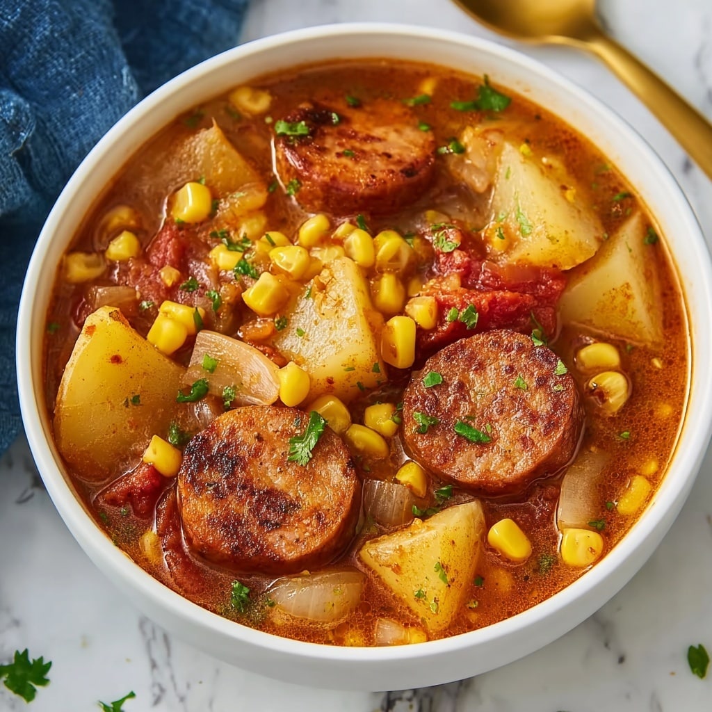 Hearty Cowboy Stew with Bacon, Kielbasa, and Vegetables Recipe - Recipe Image